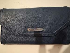 Dana Buchman Navy Blue Pebbled Leather Trifold Continental Wallet